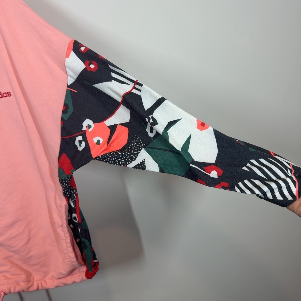 Adidas Farm Rio Pink Full Zip Hoodie Womens Size M Geometric Patterned Sleeve - Picture 4 of 10